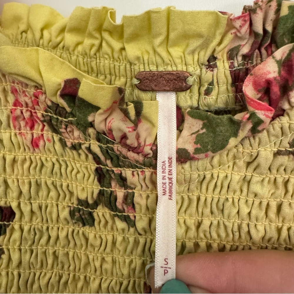 Free People Floral Tiered Maxi Dress in Sage, Yellow & Pink - Picture 5 of 9